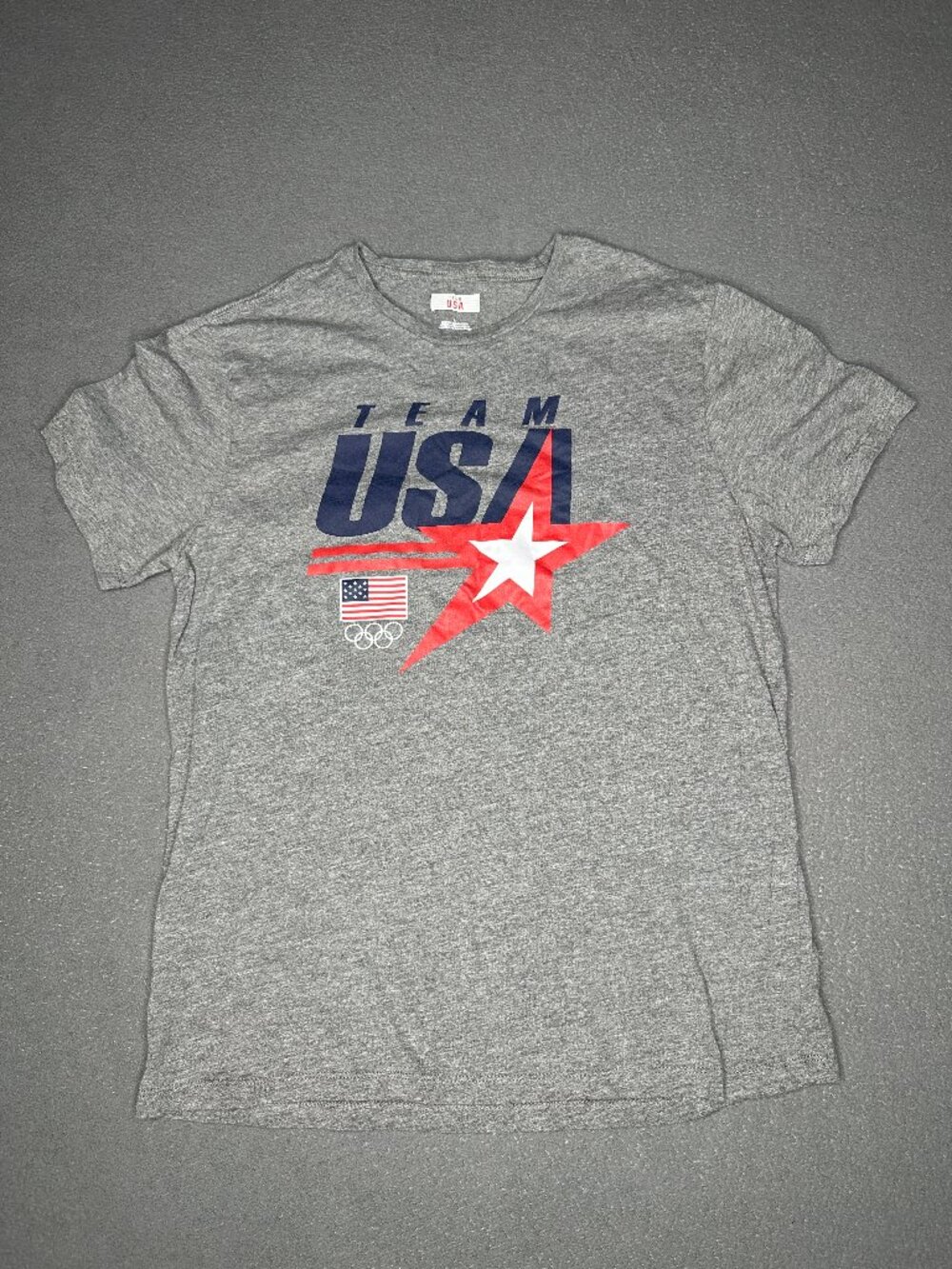Team USA Olympic Shirt Gray Star Graphic Tee Men’s L